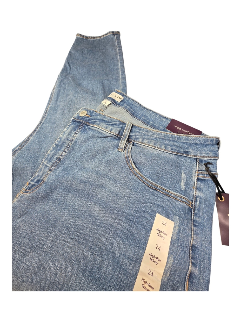 NWT Ava & Viv High Rise Skinny Jeans 24W Blue Stretch Tummy Control Comfort